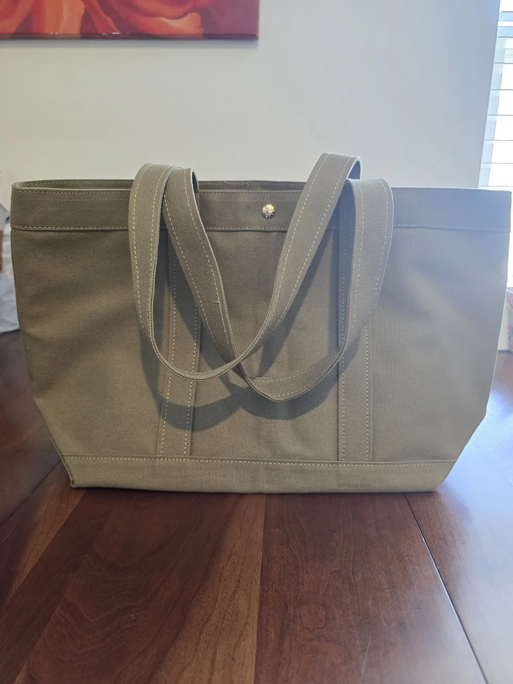 Baublebar NEW JDS Olive Canvas Tote Bag with Contrast Stitching